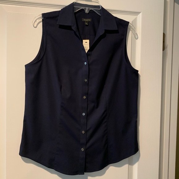 Talbots Tops - TALBOTS SLEEVELESS PERFECT NAVY BLOUSE SIZE 10 NWT